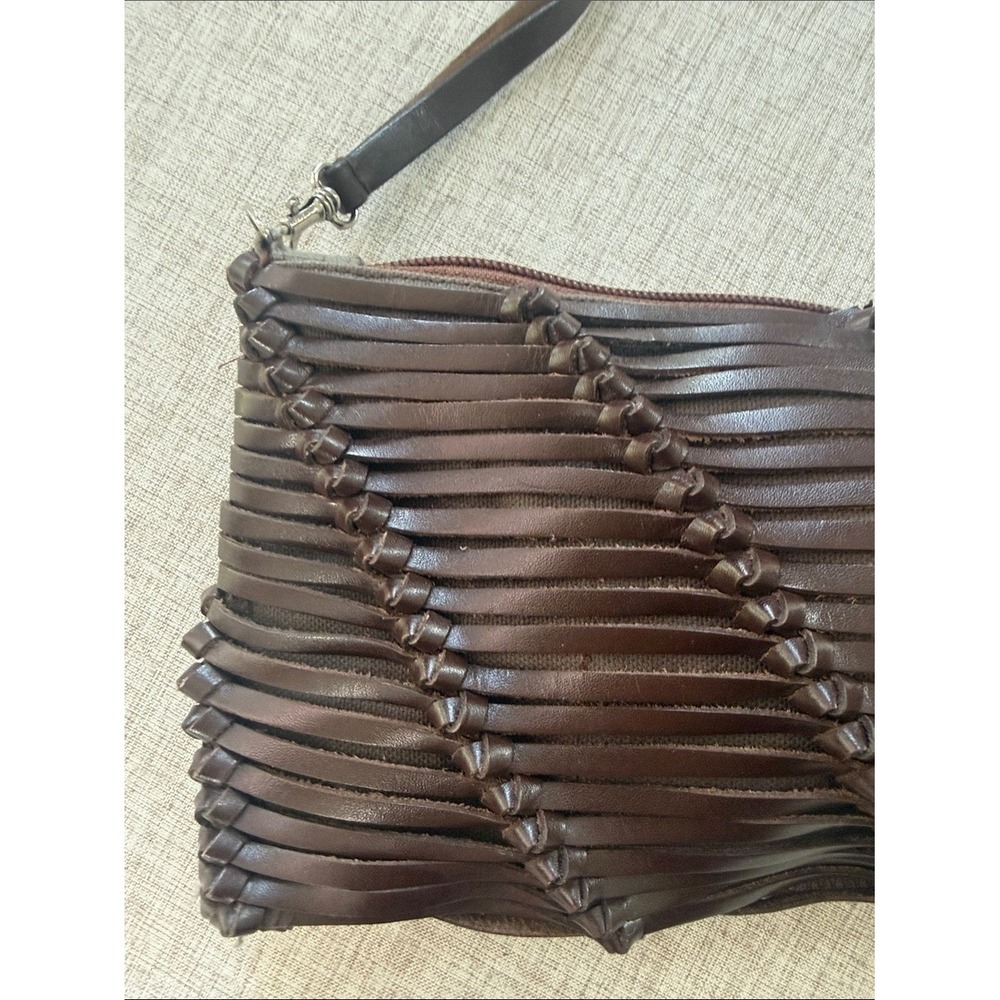Vintage Y2K Woven Leather Shoulder Bag BCBG MaxAzria Clutch Minimalist braided - Picture 2 of 13
